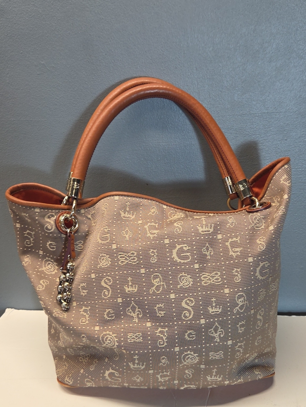 Lancel Daligramme Collection Leather And Canvas Handbag
